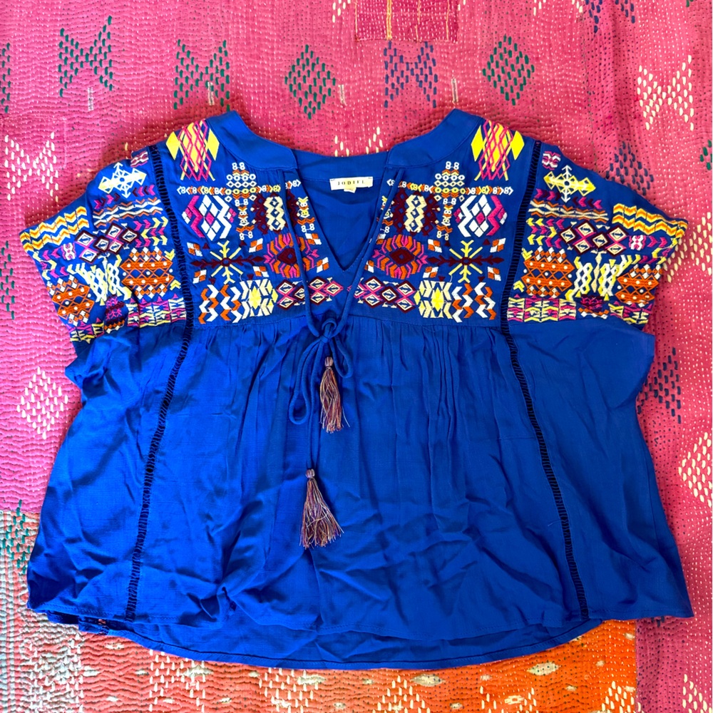 Embroidered Blue Top